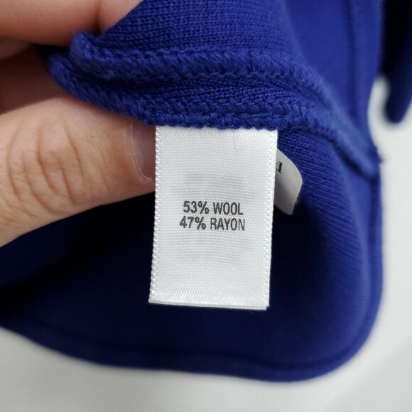 ST. JOHN Indigo Peplum 3/4 Sleeve Wool Rayon  Blend Santana Knit Career Top - Picture 8 of 11